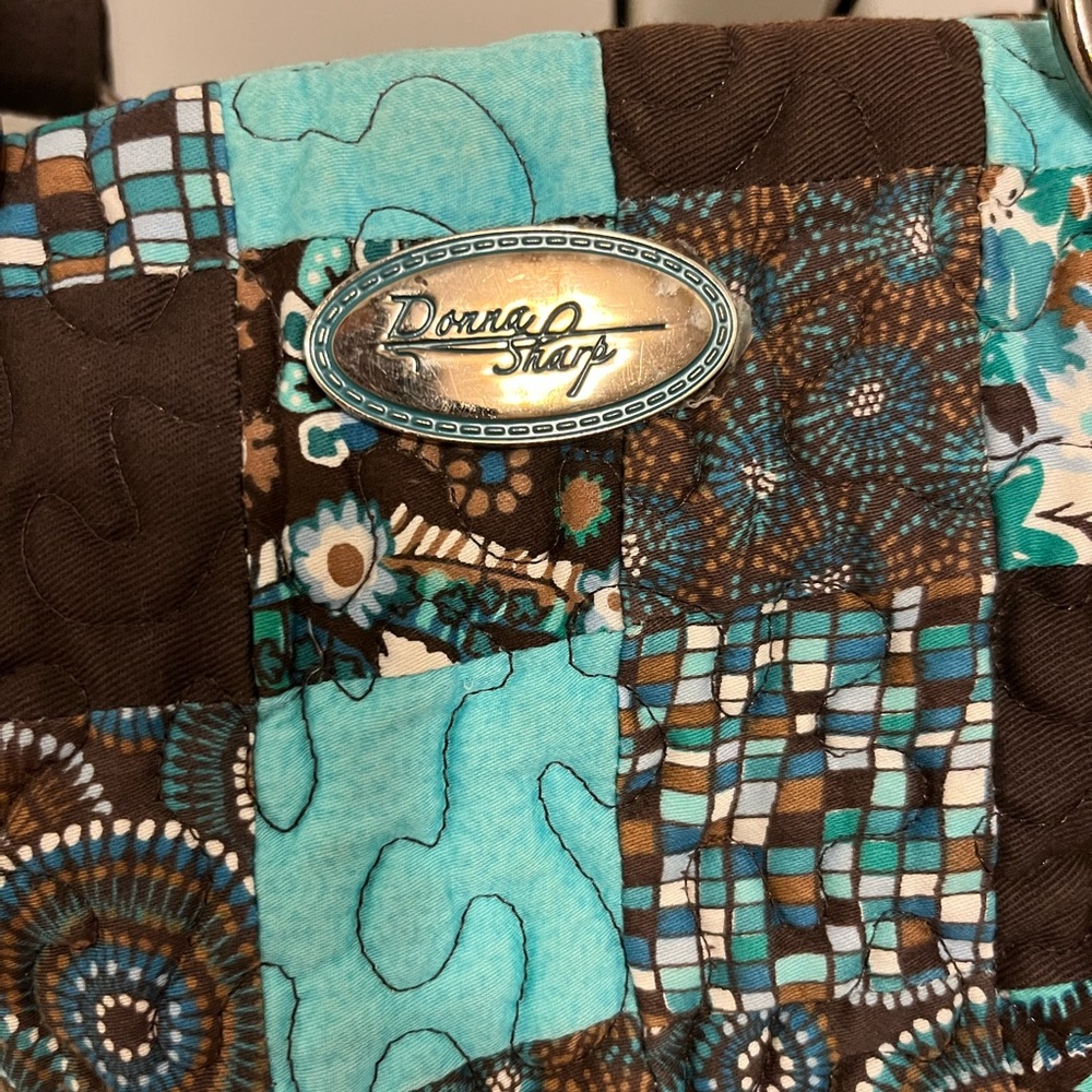 Donna Sharp Blue And Brown Patchwork Shoulder Bag - image 3